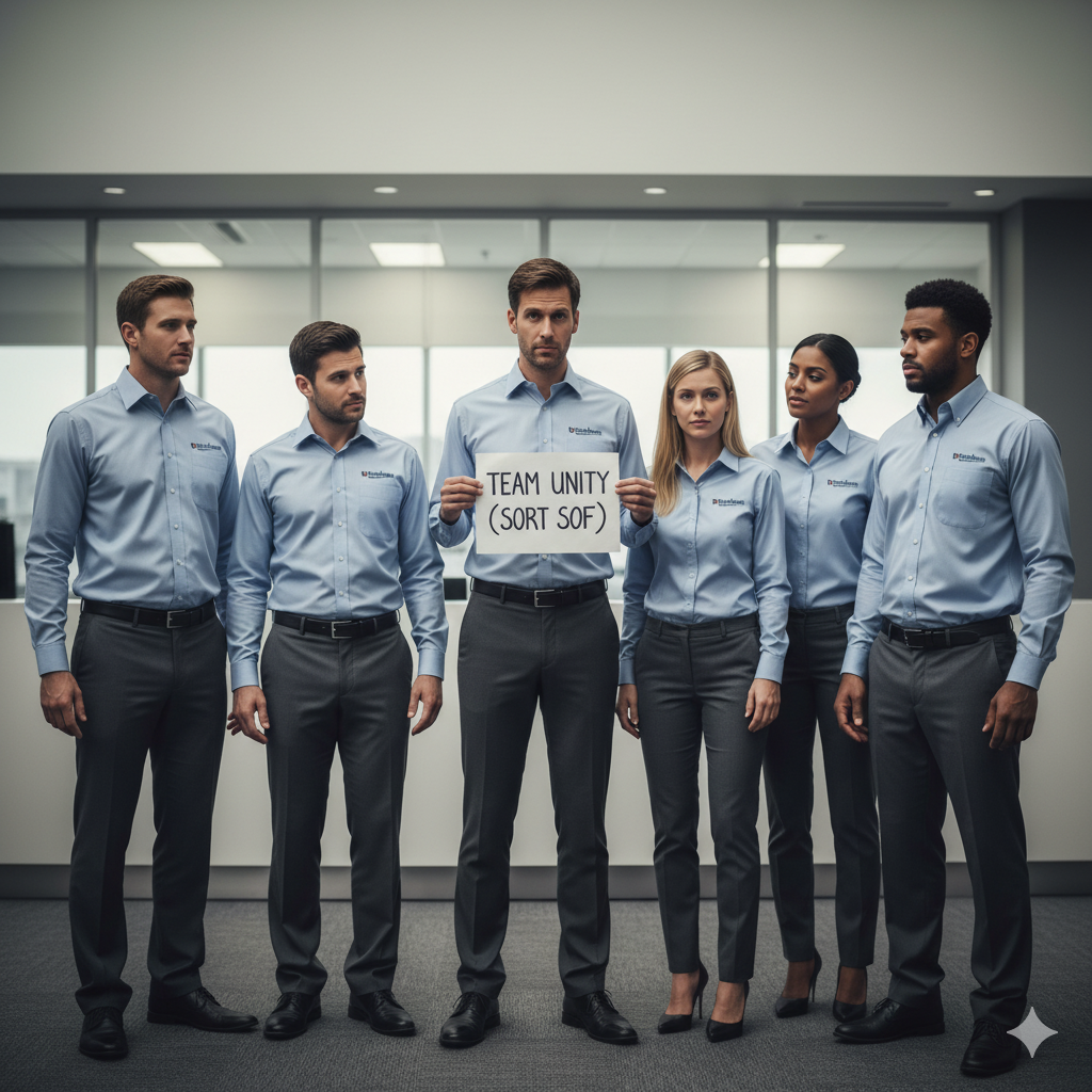 Illustration representing ill-fitting uniforms and sizing issues